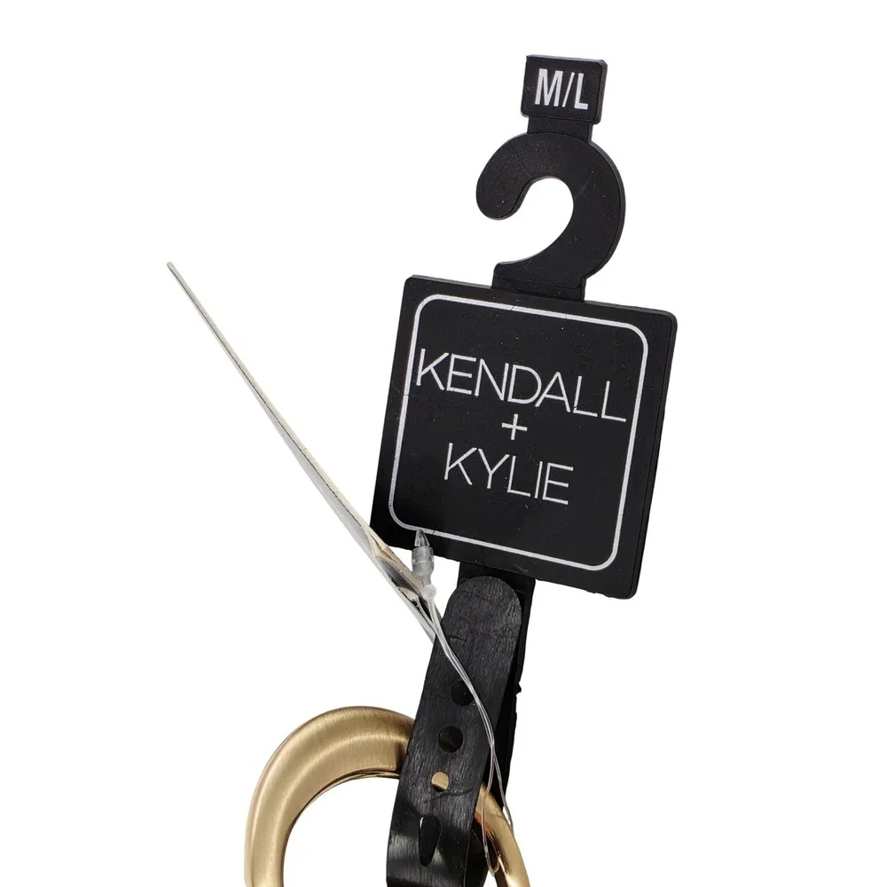 Kendall + Kylie Leopard Print Faux Fur Belt Gold‎ Double Circle Buckle M/L NEW